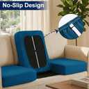 Smiry Waterproof Patio Cushion Covers, Stretch Outdoor Couch Slipcovers Replacement Washable Furniture Protector Sofa Chair Seat Cover for Dogs and Pets (4 Pcs, Peacock Blue) 27"D x 27"W x 7"H