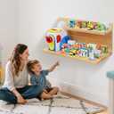 Floating Shelves for Little Tikes Story Dream Machine,Wall Shelf for Little Tikes Projector Books Audio Play Character Storage Tray Organizer for Toddlers and Kids Girls Boys,Pine(Natural Wood) (2 Tier)