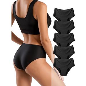 TIICHOO Incontinence Underwear for Women High Waisted Period Panties Heavy Flow Seamless Leakproof Underwear 5 Pack M