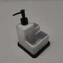 Soap Dispenser with Sponge Holder and Brush Holder,White Marble 3 in 1 Liquid Hand Dish Soap Dispenser and Sponge Holder Sink Caddy Organizer for Kitchen Bathroom,Removable Bottom Tray