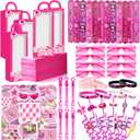 122 Pcs Pink Party Favors Pink Toy Gift Goodie Bag Stuffer Filler Makeup Party Decorations, Princess Theme Birthday Party Favors Decorations.