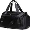 Small Gym Bag for Men, Travel Duffle Bag with Shoe Compartment, 16L Carry On Weekender Duffel Bag for Sports, Workout and Travel, Black