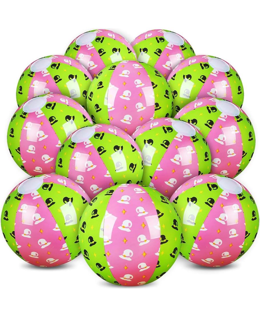 12 Pack Witch Themed Beach Ball for Kids 7.87" Bulk for Summer Pool and Beach Game Gifts Pink and Green Birthday Halloween Party Supplies and End of The Year Class Decorations Favor