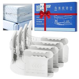 Bed Sheet Holders for Corners, Heavy Duty Fitted Sheet Holder with Lock Fastener Straps &Anti-Slip Pads Keep Sheets Firm&Tight, No More Loose Sheets, Easy Installation for Any Mattress Sizes(Set of 4)