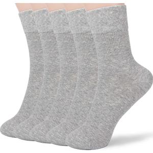 FGZ Women Thin Cotton Socks Soft Cozy Socks Cute Ankle Crew Socks 5 Pairs (22-light Grey(5 Pairs))