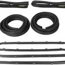 Front Door Window Molding Rubber Felt Trim Seal Weatherstrip Kit Compatible with 1973-1991 Chevy C10 C20 C30 K10 K20 K30 R1500 R2500 R3500 GMC Suburban C1500 C2500 C3500 K1500 K2500 K3500