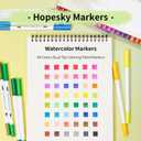 48 Colors Markers for Adult Coloring Books No Bleeding - Dual Tip Water Based Art Coloring Markers Set for Drawing, Painting, Fine Tip and Brush Tip Brush Pens for Artists(White Barrel)