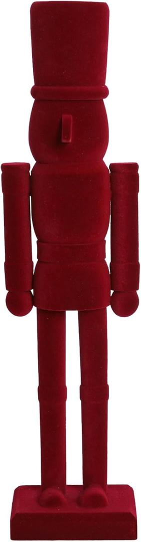 Luxury Red Velvet Nutcracker Soldier Figurine - 15 Inch Tall Wooden Christmas Decoration - Elegant Holiday Figurine Mantel & Tabletop Decor - Collectible Xmas Gift (FLK-Red, 38cm)