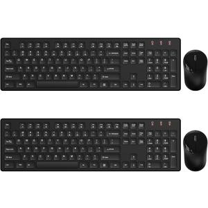 Wireless Keyboard and Mouse, Trueque Silent 2.4GHz Cordless Full-Sized Ergonomic USB Mouse Combo, Sleep Mode, Lag-Free for Computer, Laptop, PC, Mac, Windows (2 Pack-Black)