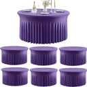 Outpain 6 Pack Purple Spandex Tablecloth for 72in/6FT Round Tables,Stretchy 132inch Fitted Round Table Cloths, Wrinkle Free Tablecloth with Skirt for Wedding, Graduation & Banquet