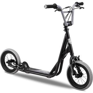 Mongoose Trace Air Non-Electric Scooter for Youth Boys Girls Age 8+ Year Old, Max Weight of 220 lbs., 12-Inch Air Tires, Non-Folding Design, Adjustable Height Stem, BMX-Style Handlebar, Wide Foot Deck (Black)