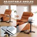Solid Wood C-Shaped Side Table,360 Rotating TV Tray Table,Height-Adjustable,Sliding Sofa Table,Rolling Laptop Desk for Living Room and Bedroom Use with Sofa,Bed,Chair-Deep Walnut