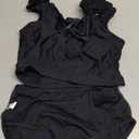 Girls Tankini Swimsuit 2 Piece Bathing Suit Twist Cross Back Cutout Swim Tank Top Floral Print Swimwear for 9-16Y