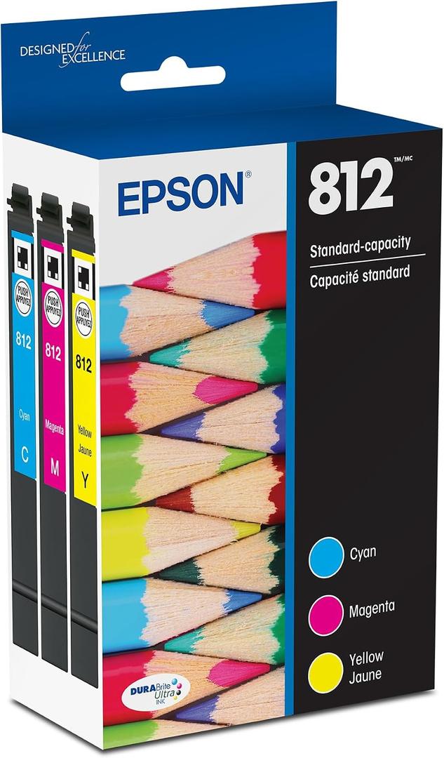 EPSON 812 DURABrite Ultra Ink Standard Capacity Color Combo Pack (T812520-S) Works with WorkForce Pro WF-7310 ,7820, 7840, EC-C7000