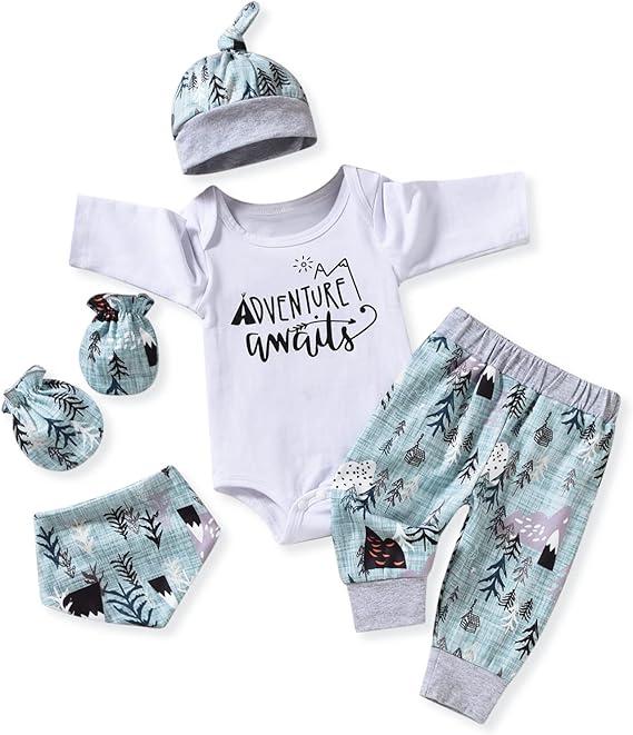 Aalizzwell Newborn Baby Boy Long Sleeve Outfit for Fall Winter (Mountain)