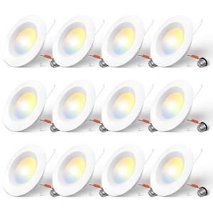Amico 5/6 inch 5CCT LED Recessed Lighting 11Pack, Dimmable, Damp Rated, 12.5W=100W, Can Lights with Baffle Trim, Retrofit Installation, ETL&FCC, White Amico 5/6 inch 5CCT LED Recessed Lighting 11Pack, Dimmable, Damp Rated, 12.5W=100W, Can Lights with Baffle Trim, Retrofit Installation, ETL&FCC, White