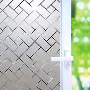 6 x No Glue Privacy Window Film, Frosted Window Tint Stained Glass Static Cling Window Decal/Privacy Protection/Heat Control/Anti UV for Home/Office, 23.5x78.5 inch