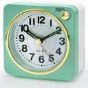 Ultra Small Battery Analog Travel Alarm Clock, Retro Bedside Table Clocks for Bedrooms, Desk Clock, Vintage Home Decor for Bathroom Kichen Living Room, Mint