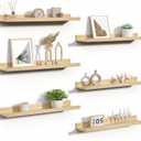 upsimples Floating Shelves for Wall, 23.6 Inch Shelves for Decor Storage Set of 6, Wall Mounted Wood Shelf for Bedroom, Living Room, Bathroom, Kitchen, Long Picture Ledge Shelves, Natural