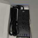 Surge Protector Power Strip 4800J, LeZone 10Ft Long Extension Cord Flat Plug, 12 Outlets 2 USB C 2 USB Ports, Wall Mountable, 20W Desk Charging Station, Black