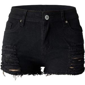 Aodrusa Womens Ripped Denim Shorts Mid Rise Body Enhancing Curvy Cutoff Distressed Jeans (14-15, Black)