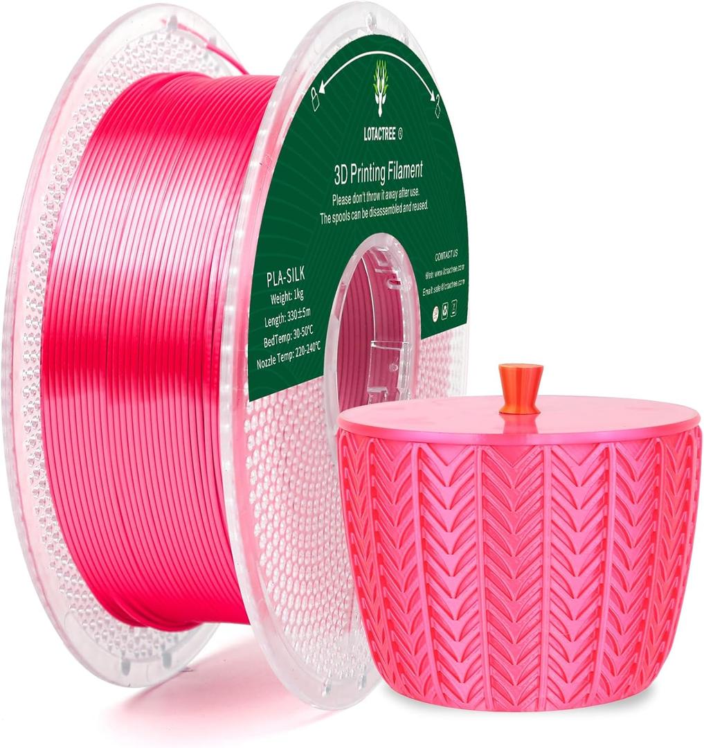 LOTACTREE Silk PLA Filament 1.75mm, Rose Pink PLA Silk Filament 1KG(2.2LBS), Magenta 3D Printer Filament with +/-0.03mm Accuracy