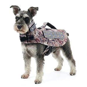 Hoovia Protective Spiked Harness for Small Dogs, Removable 2-Row & 4-Row Spikes, Lightweight & Puncture-Resistant Design for Safety, 4-Row Spikes, Brown Medium Size
