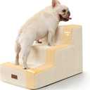 Dog Stairs for Small Dogs & Cats, 3-Step Extra Wide Non-Slip Pet Steps for Couch Sofa and Chair, Beige, 15.7" H