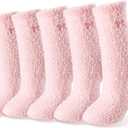 Shyyween 5 Pairs Women Bow Fuzzy Socks Fluffy Cozy Slipper Socks for Sleeping Coquette Bow Birthday Gifts