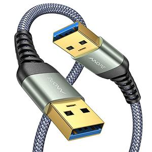 AINOPE USB to USB Cable,USB 3.0 A to A Male Cable, [Never Rupture] USB Male to Male Cable Double End USB Cord Compatible with Hard Drive Enclosures, DVD Player, Laptop Cooler,6.6Ft+6.6Ft/2 Pack/Grey