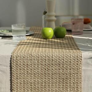 Noctiflorous Braided Farmhouse Table Runner 12 x 36 Inch Rustic Kitchen Table Decor Boho Woven Table Runner for Daily Life Party Wedding Thanksgiving(Beige, 36'')