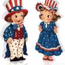 Juexica 2 Pcs 250 Anniversary Decorations Patriotic Table Decorations 4th of July Tiered Tray Decor Memorial Day Table Centerpieces Independence Day Wood Sign Farmhouse Wooden Block for Home