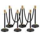 VEVOR Stanchions and Velvet Ropes, 6 Pcs Crowd Control Barriers with 4 Black Velvet Ropes, Stainless Steel Stanchion Post Queue with Sand Injection Hollow Base for Theater, Wedding, Party Supplies