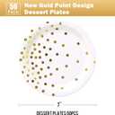 White and Gold Party Supplies, Gold Dot Paper Dessert Plates (50-Count), Classic-50PCS