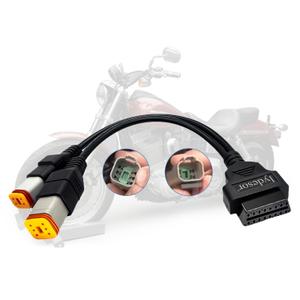 Obd2 Cable for Harley 4pin+6pin 2 in 1 Motorcycle OBD Scanner Adapter,OBD Connector Work with Many Motorcycle Diagnostic Tool 16 Pin to 4 Pin 6 Pin Fits for Harley Davidson Scan Tool