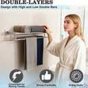 Alise Double Towel Rack for Bathroom,24 Inch Bathroom Tower Holder Towel Shelf with Double Towel Bars Wall Mount,SUS304 Stainless Steel Towel Hanger Double Tower Bar for Bathroom Wall,Brushed Nickel