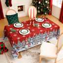 Softalker Christmas Tablecloth Rectangle 60x120 Inch, Winter Xmas Snowman Truck Red Table Cloth, Stain Resistant Farmhouse Table Cover for Holiday, Dinner, Party