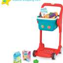 B. toys Shop & Glow Toy Cart Pretend Play Toys for Toddlers Grocery Cart with Lights & Sounds Basket & Play Food 2+ Years (13 Pieces), Large