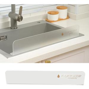 S.T.D Kitchen Sink Splash Guard, Dishwashing Sink Water Retaining Strip - Transparent Acrylic (Frosted) Suitable for Countertop Partition Bathroom Sink Splash Guard (17.5x1.2x3.3 in)(1Pack) (1PCS)