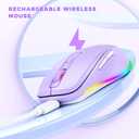 PEIOUS Wireless Mouse Jiggler - LED Wireless Mice with Build-in Mouse Mover, Rechargeable Moving Mouse for Laptop with Undetectable Random Movement Keeps Computers Awake - Purple