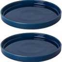 Ceramic Plant Saucer 7 Inch, 2 Pack Round Plant Trays for Indoors/Outdoors, Flower Pot Saucers for Holding Water Drips and Soil, Ceramic Drainage Tray for Plant Pot (Blue)