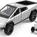 1:22 Scale Diecast Toy Trucks, Metal Pull Back Pickup with Mini ATV, Vehicle Playset for Kids, Birthday Gift for Boys 3+ (Silver)