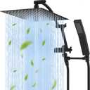 Hibbent All Metal 12'' Rainfall Shower Head, Dual Shower Head Combo, High Pressure Handheld Shower Wand, 16'' Adjustable Arc-shaped Shower Extension Arm, 71'' Hose, Showerhead Holder, Matte Black