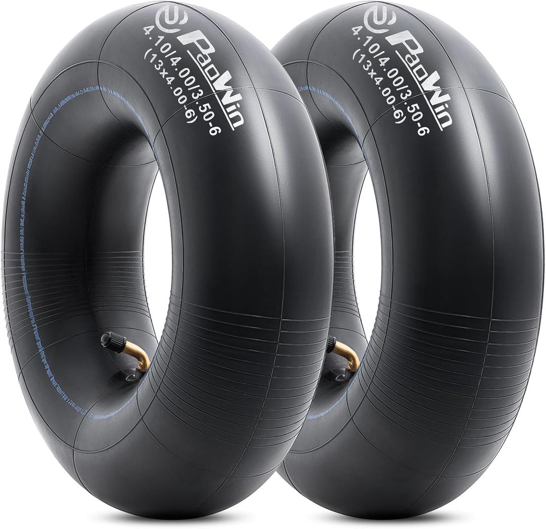 2 PCS 4.10/4.00/3.50-6 (13 x 4.00-6) Replacement Heavy Duty Inner Tube with TR87 Bent Valve Stem Compatible with Wheelbarrows, Mowers, Hand Trucks and More 3.50-6 4.00-6 4.10-6 Tire Tubes