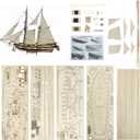 GAWEGM Wood Ship Model Kits for Adults to Build - Scale 1/100 1840 Halcon Baltimore Ship Wooden Model Kit, with Brass Upgrade Accessories, for Collections, DIY Handmade Crafts
