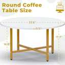 Coffee Table, 23.6" Round Coffee Table, White & Gold Leg Living Room Tables