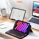Universal Travel Keyboard Plus, New Dual Bluetooth Portable Keypad with 7-Color Backlit & Any-Angle Stand, Wireless Tablet Keyboard for iPad/Z Fold/Galaxy Tabs/Phones, Keypad for iOS/Android/Windows