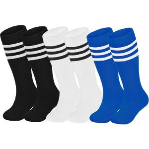 ENBAOHUI 3 Pairs Toddler Soccer Socks - Kids Boys Girls Knee Socks