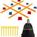 Tic Tac Toe Game - 4 Ft x 4 Ft Giant Bean Bag Toss Tic Tac Toe Outdoor Game for Backyard, Camping, Lawn, Fun Outdoor Games for The Family and Kids - Portable Yard Game Requires No Assembly (Orange)