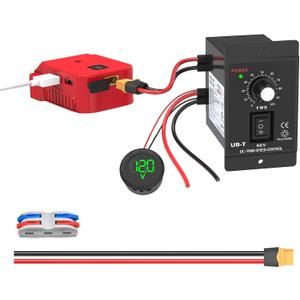 for Power Wheel Adapter Compatible with Milwaukee 18V Battery - Low Voltage Protection, USB-A/C, XT60 Ports, Speed Controller, Voltage Display, Wire Connector Kit for DIY Projects